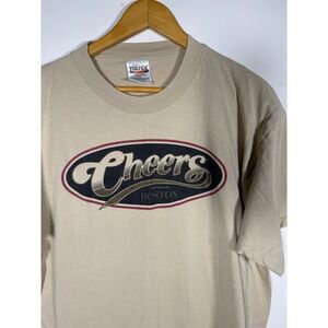 Vintage 1999 Cheers Boston TV Show Graphic T-Shirt Tan Tultex Mens XL
